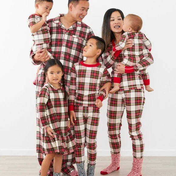 Hanna Andersson Adult Unisex Long John Pajama Set in Family Holiday Plaid Size L - Picture 2 of 7